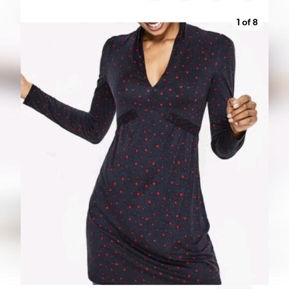 NWT Boden Betty Blue Red Star Jersey Tunic Dress Size 8 - Picture 1 of 9